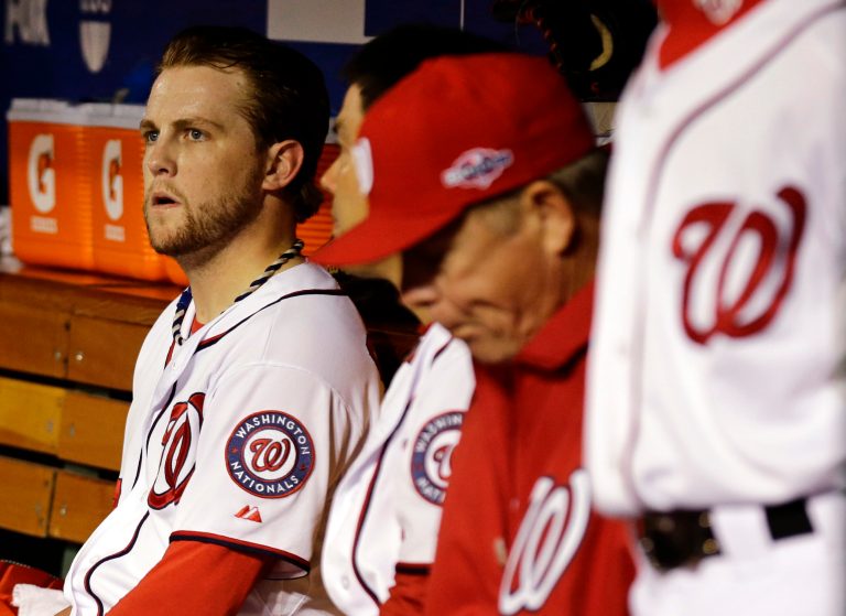 Alex Brandon/AP
Nationals closer Drew Storen gave up four runs in the ninth inning of Friday night's Game 5 loss to the St. Louis Cardinals.