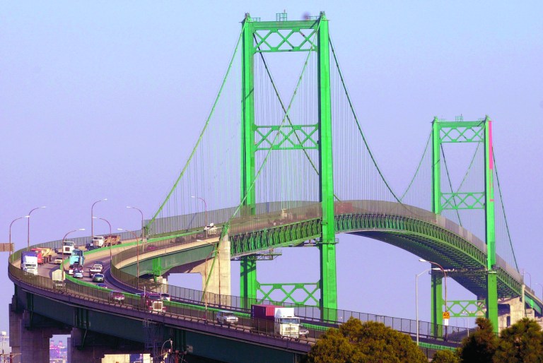 FILE -- In a Nov. 1, 2001 file photo traffic rolls over the the Vincent Thomas Bridge in the San Pedro section of Los Angeles. Tony Scott, director of such Hollywood hits as 