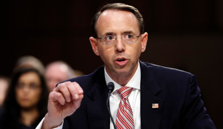 Deputy Attorney General Rod Rosenstein said he has not seen any reason to fire special counsel Robert Mueller. (AP Photo/Alex Brandon)