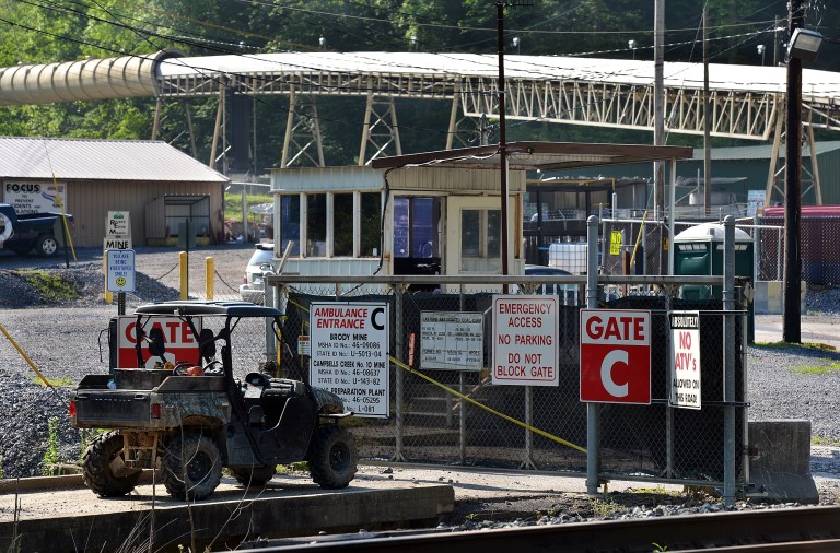 The entrance to Brody Mine No.1 in Wharton, W.Va., is closed onTuesday May 13, 2014.  Two workers died after they were trapped as the ground failed at the West Virginia coal mine.  The ground failure occurred just about 8:45 p.m. Monday, trapping the workers, safety agency officials said.  The miners' bodies were recovered, and safety personnel were on the site of Brody Mine No. 1 in Boone County, about 50 miles south of Charleston.  Preliminary indications show that a coal burst was responsible, according to state officials and mine owner Patriot Coal. (AP Photo/Charleston Daily Mail, Craig Cunningham )