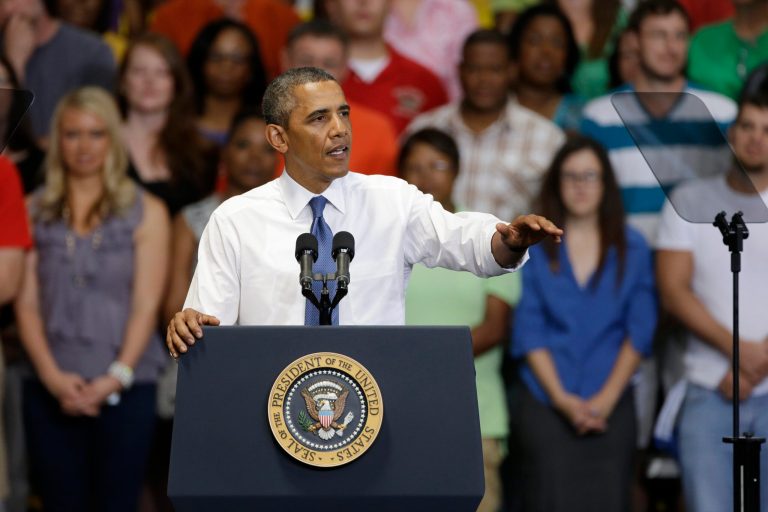 President Obama speaks in Chattanooga, Tenn., about his proposals for private sector job growth and the economy. (AP Photo/Mark Humphrey)