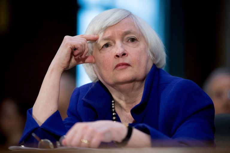 Lawmakers sought to get Fed chairwoman to say the economy is not suffering because of bank overregulation. (AP Photo/Andrew Harnik)
