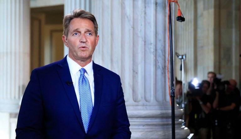 Sen. Jeff Flake, R-Ariz., said GOP primary voters are strong supporters of Trump, which makes it impossible for anyone running as a Republican to question anything Trump says or does. (AP Photo/Manuel Balce Ceneta)