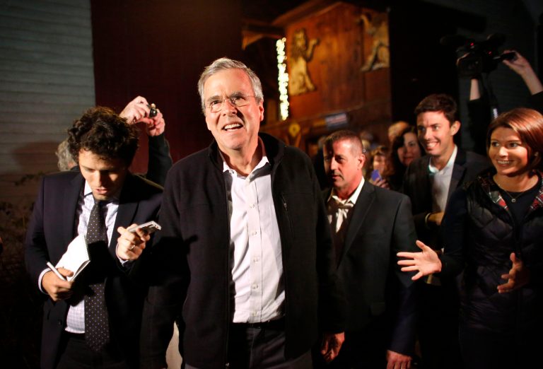 Bush, who has been faltering in polls, has struggled to turn people's attention toward policy. (AP Photo/Steven Senne)