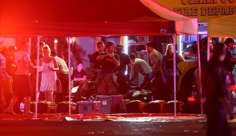 Members of Congress woke up Monday to news of the worst mass shooting incident in U.S. history. A gunman killed more than 50 people and injured upwards of 200 late Sunday at a music festival on the Las Vegas Strip. (Chase Stevens/Las Vegas Review-Journal via AP)