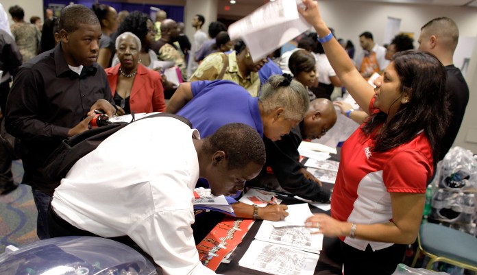 The unemployment rate for black workers fell from 7.2 percent to 6.8 percent in the month, beating the previous low of 7 percent set in April 2000. (AP Photo/Lynne Sladky)