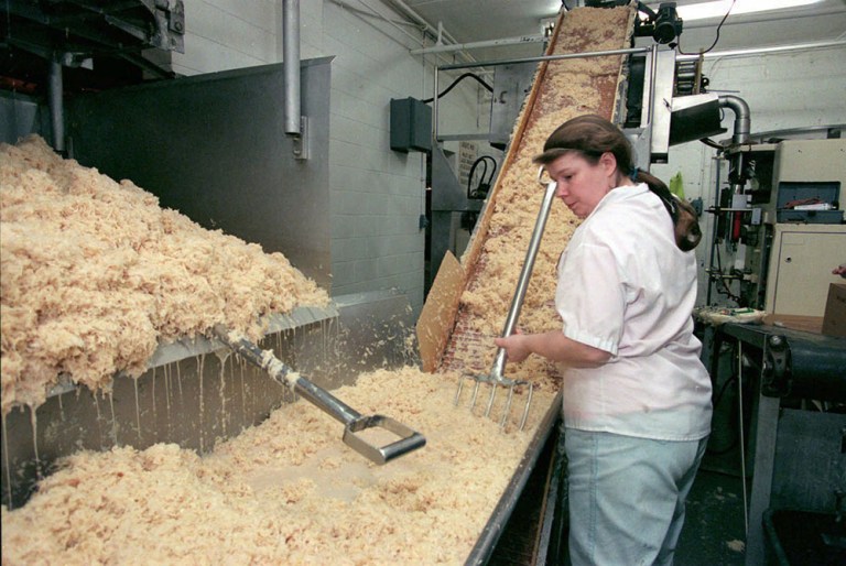 Sauerkraut is produced at The Fremont Company, in Fremont, Ohio, in 1998. GLK is one of only a few companies in the U.S. that produce sauerkraut, and is the largest. (AP File Photo/David A. Cantor)