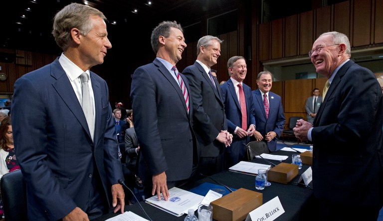 Sen. Lamar Alexander, R-Tenn., threw cold water on proposals to repeal or suspend the health insurance tax, and governors were divided on how much flexibility states should have to craft healthcare plans. (AP Photo/Jose Luis Magana)