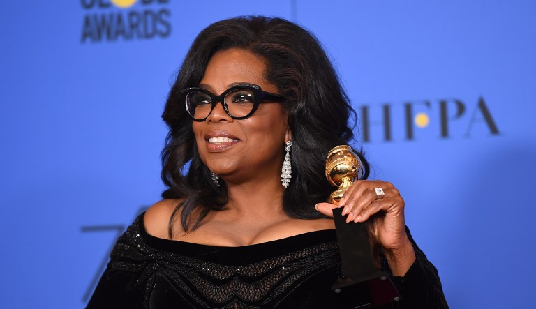 The media maven fueled speculation she was considering a presidential bid after delivering a fiery speech on Jan. 8 at the 75th Golden Globe Awards in Beverly Hills, Calif. (Photo by Jordan Strauss/Invision/AP)