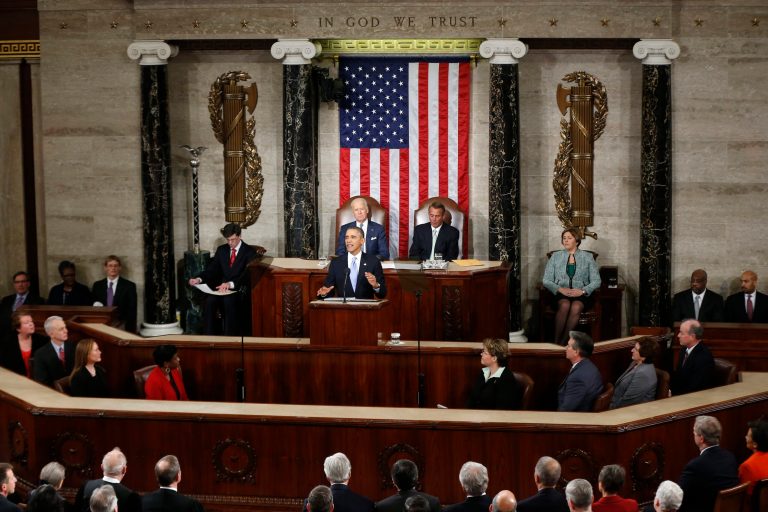 President Barack Obama gives his State of the Union address on Capitol Hill in Washington, Tuesday. (AP Photo/Charles Dharapak)
