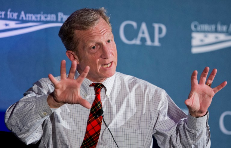 Billionaire environmental activist Tom Steyer is looking to save the Environmental Protection Agency's climate change data before President Trump erases it, Steyer's group NextGen Climate announced Friday. (AP Photo/Manuel Balce Ceneta)