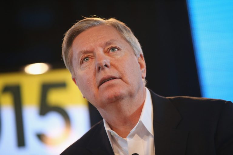 Sen. Lindsey Graham fields questions at the Iowa Ag Summit on March 7, 2015 in Des Moines, Iowa. (Photo by Scott Olson/Getty Images)