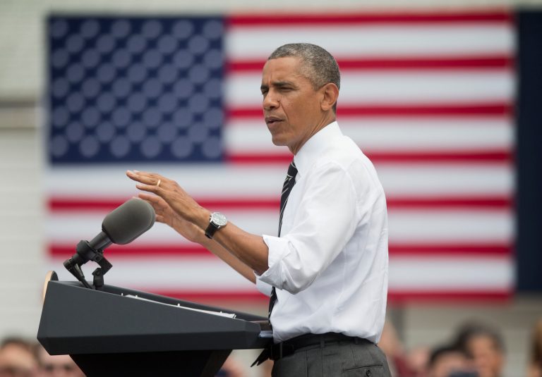 President Obama speaks about the economy at the Turner-Fairbank Highway Research Center in McLean, Va., Tuesday. (AP/Pablo Martinez Monsivais)