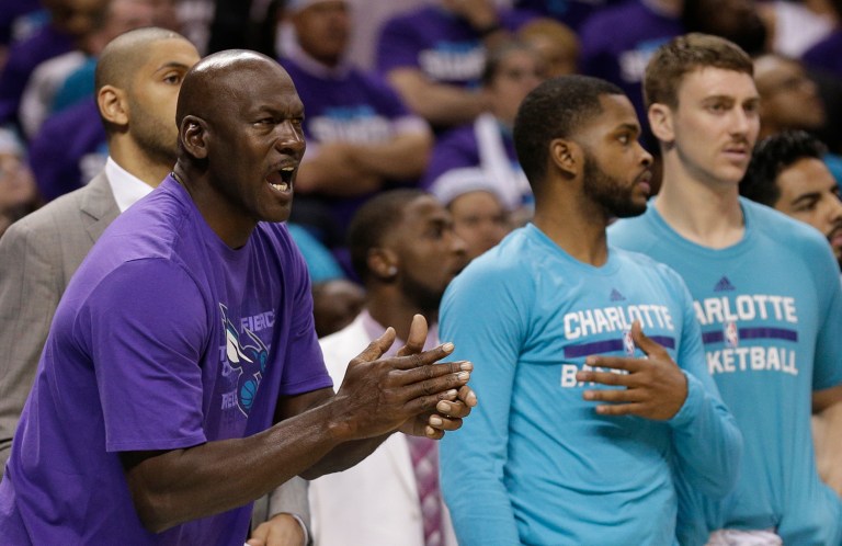 Kareem Abdul-Jabbar said Michael Jordan's commercial interests made him balk at addressing police violence. (AP Photo/Chuck Burton)