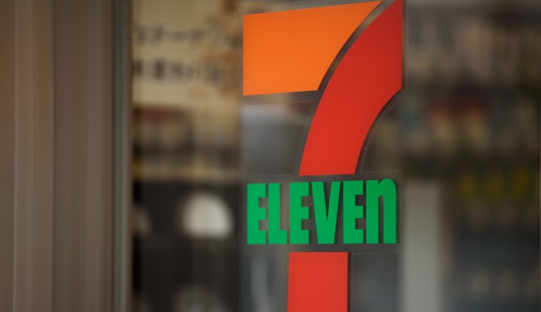 The 7-Eleven logo is displayed at a convenience store.
