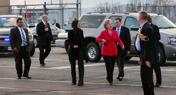 Hillary Clinton and the Secret Service are featured in a new satirical novel. AP Photo