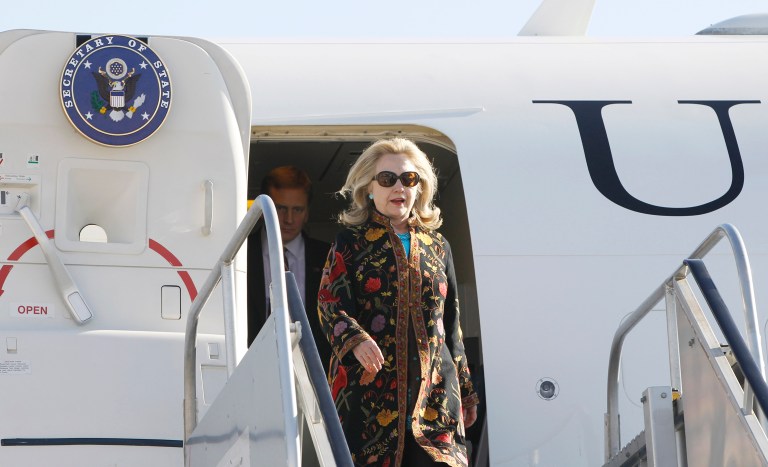 A conservative group had obtained correspondence from the State Department that suggested former Secretary of State Hillary Clinton may have met with donors to the Clinton Foundation while on diplomatic trips. (AP Photo/Charles Dharapak, Pool)