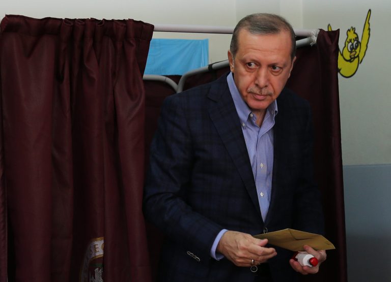 Erdogan remains popular, with his party not only winning re-election and a plurality of seats, but expanding his hold on power Sunday with an AKP absolute majority. (AP Photo/Hussein Malla)