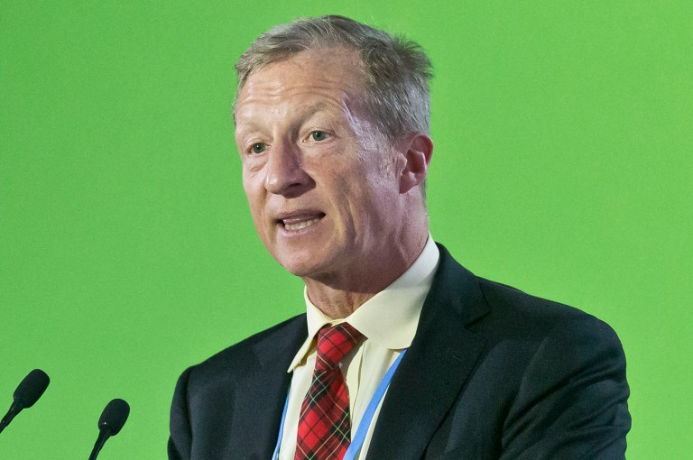 Tom Steyer is working closely with Democrats to support the New York attorney general's Exxon probe, a free-market group finds. (AP PhotoMichel Euler)