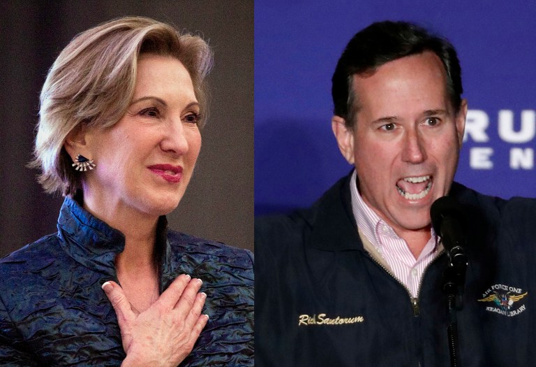 President-elect Trump is set to meet with Carly Fiorina and Rick Santorum, two of his formal primary rivals, as he continues to fill out his Cabinet. (AP Photo/Cliff Owen)