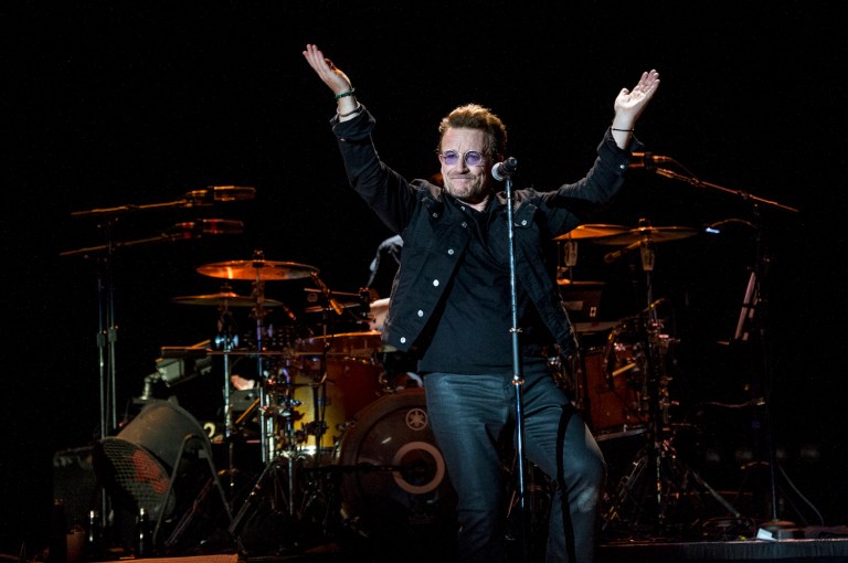Bono visited Scalise's office and signed a large get-well card for him. (Photo by Amy Harris/Invision/AP)