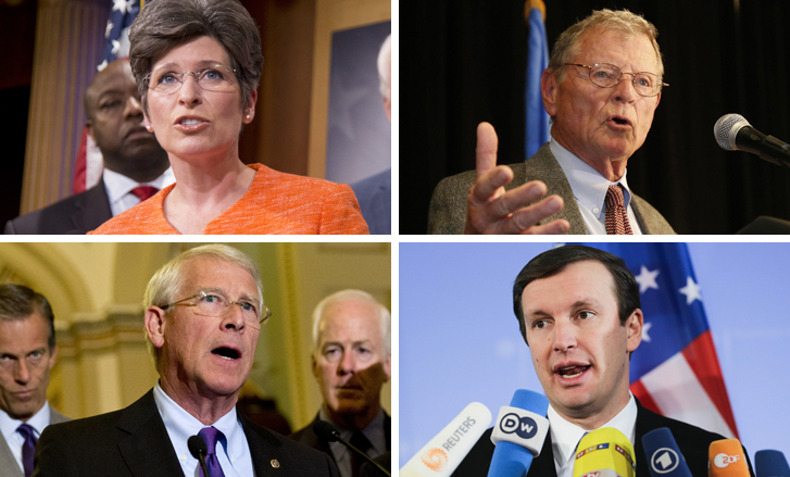 The letter was signed by Republicans Joni Ernst of Iowa, Jim Inhofe of Oklahoma and Roger Wicker of Mississippi, along with Democrat Chris Murphy of Connecticut.Â (AP file photos)
