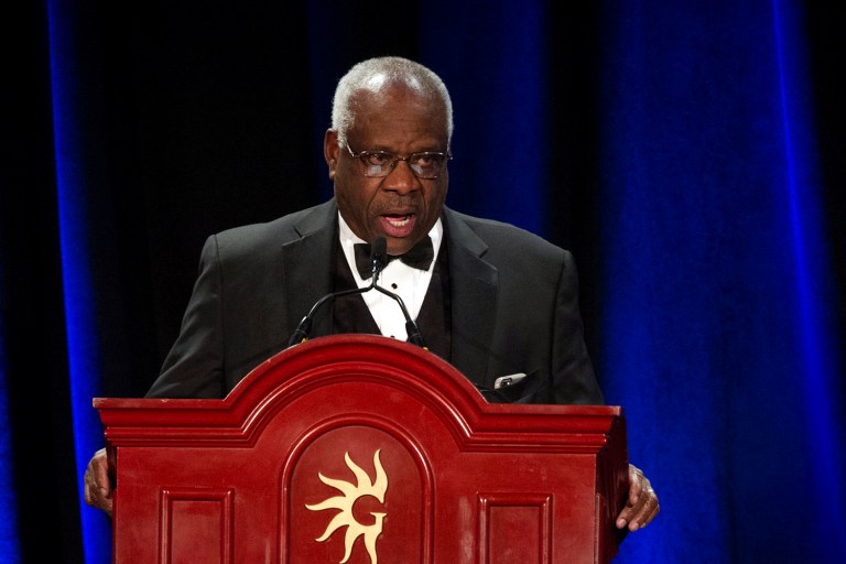 Supreme Court Justice Clarence Thomas will swear Mike Pence into office as vice president on Jan. 20. (AP Photo/Cliff Owen)