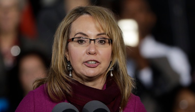 Former Arizona Rep. Gabby Giffords' gun group, the Giffords Law Center for Prevent Gun Violence, filed a lawsuit after the Justice Department did not respond to multiple Freedom of Information Act requests for communications between gun lobbying groups and senior officials related to the president's selection of judicial picks. (AP Photo/Matt Rourke)