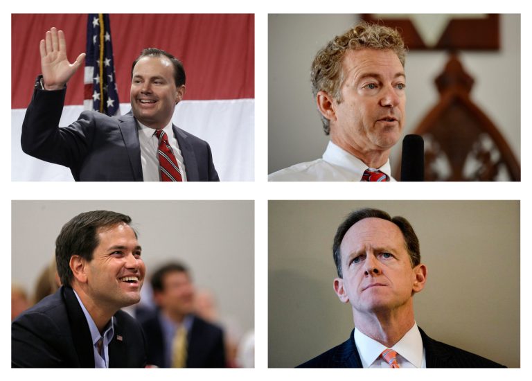 Club for Growth is backing six senators for 2016 elections including Sens. Mike Lee, Rand Paul, Marco Rubio and Pat Toomey. (AP Photos)