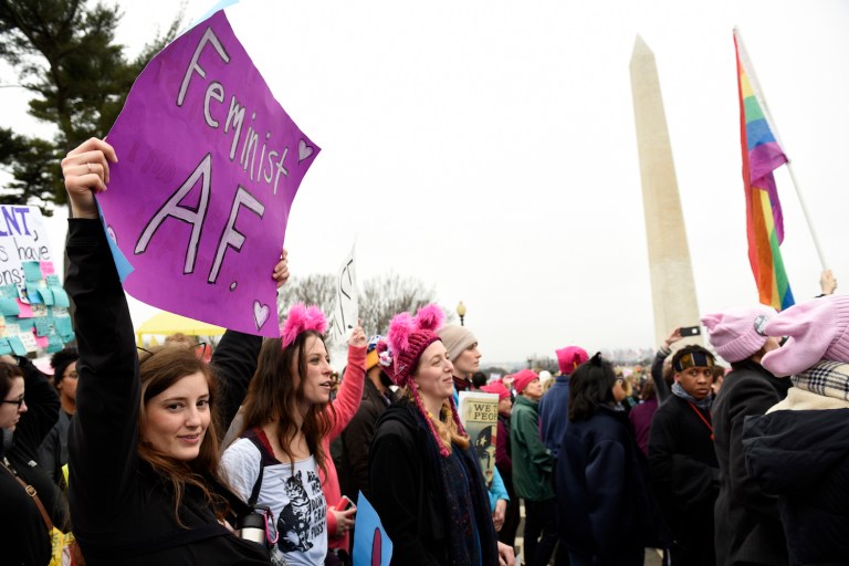 While the Women's March organizers shunned conservatives groups, many protesters welcomed them. (AP Photo/Sait Serkan Gurbuz)