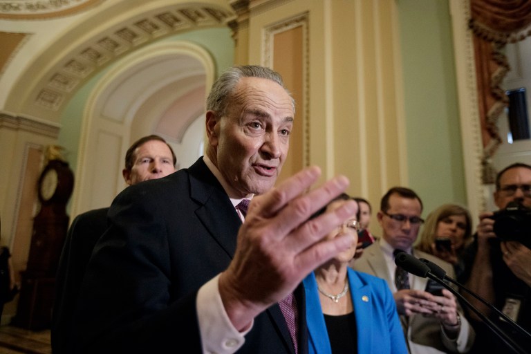 Senate Minority Leader Chuck Schumer, ahead of President Trump's visit with Chinese President Xi, said Trump has done nothing to even the trade playing field with Beijing. (AP Photo/J. Scott Applewhite)
