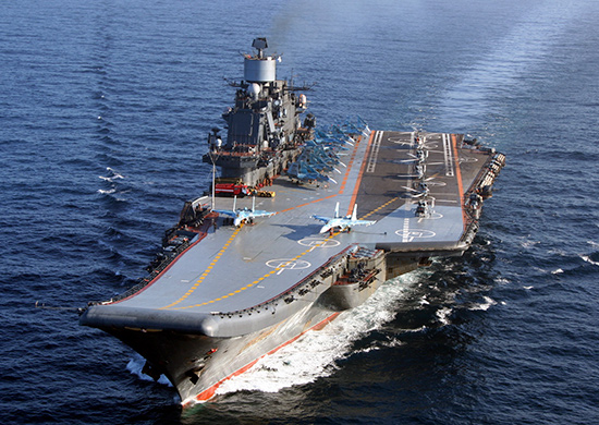 The carrier Admiral Kuznetsov is conducting airstrikes over Syria. (Russian Defense Ministry photo)