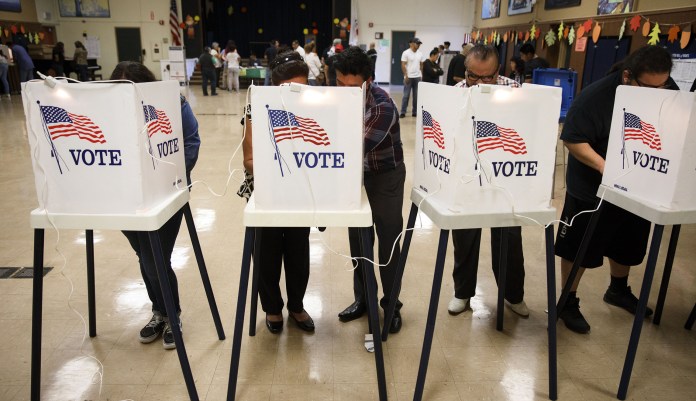 The majority of Republican voters said they would support postponing the 2020 election at President Trump's request to ensure only eligible Americans can vote, according to a new poll. (Patrick T. Fallon/Bloomberg)