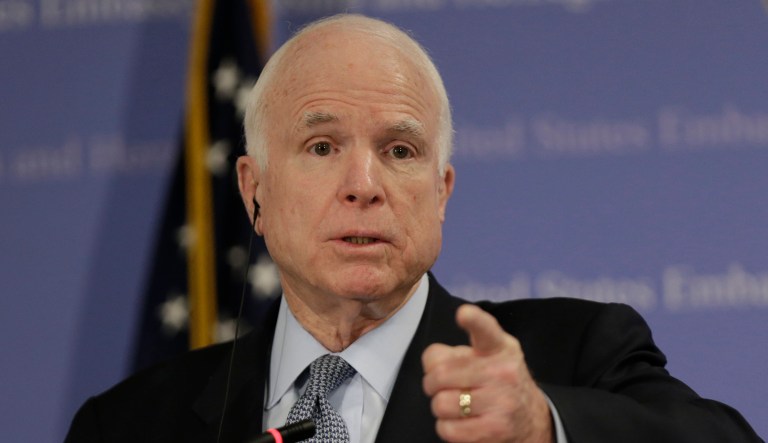 Sen. John McCain blasted newly confirmed Air Force secretary Tuesday over a $2 billion bomber request. (AP Photo/Amel Emric)