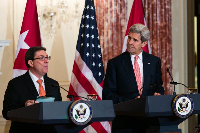 Cuban Foreign Minister Bruno Rodriguez Parrilla insisted Monday that Cuba cannot agree to fully normalized relations with the United States until the U.S. gives Guantanamo Bay back to Cuba, and ends the trade embargo against the island. (Graeme Jennings/Examiner)