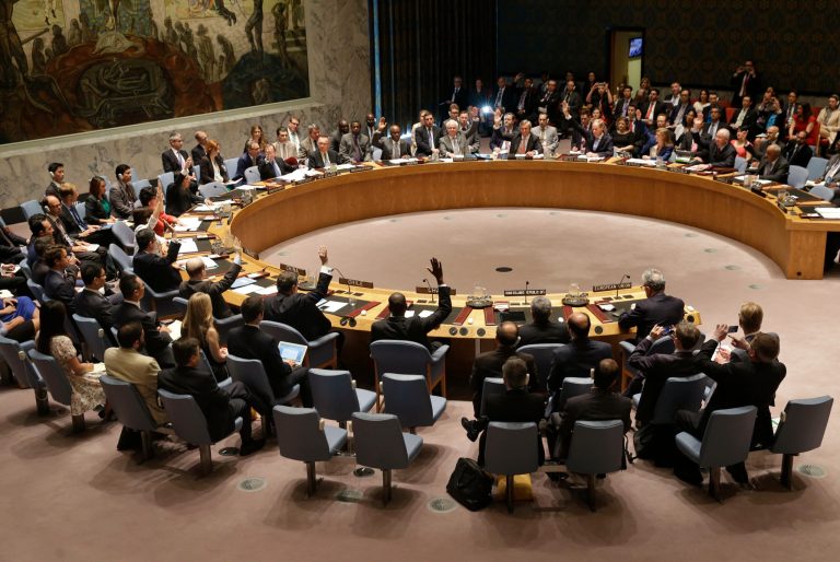 Members of the Security Council vote at United Nations headquarters, Monday, July 20, 2015. The U.N. Security Council unanimously endorsed the landmark nuclear deal between Iran and six world powers. (AP Photo)Â 