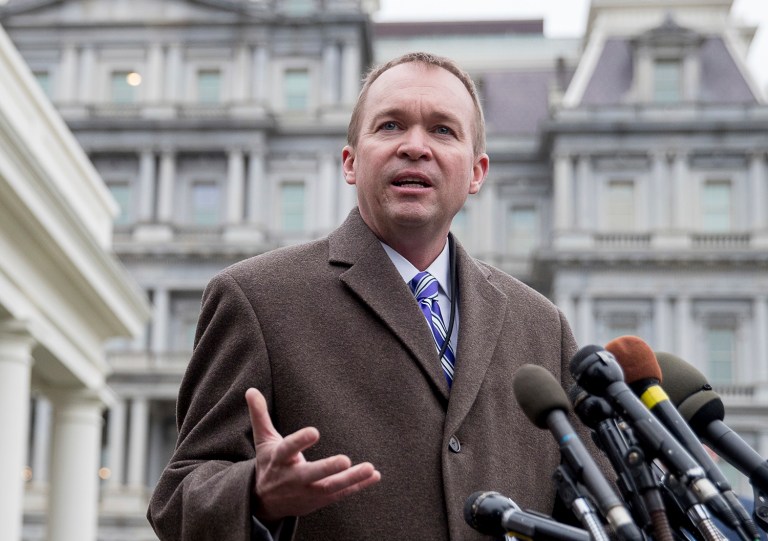 OBM Director Mick Mulvaney said he's not concerned about the rich getting a tax cut under the GOP plan to replace Obamacare. (AP Photo/Andrew Harnik)