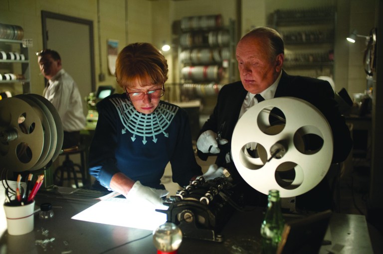 This film image released by Fox Searchlight shows Helen Mirren as Alma Reville, left, and Anthony Hopkins as Alfred Hitchcock in 