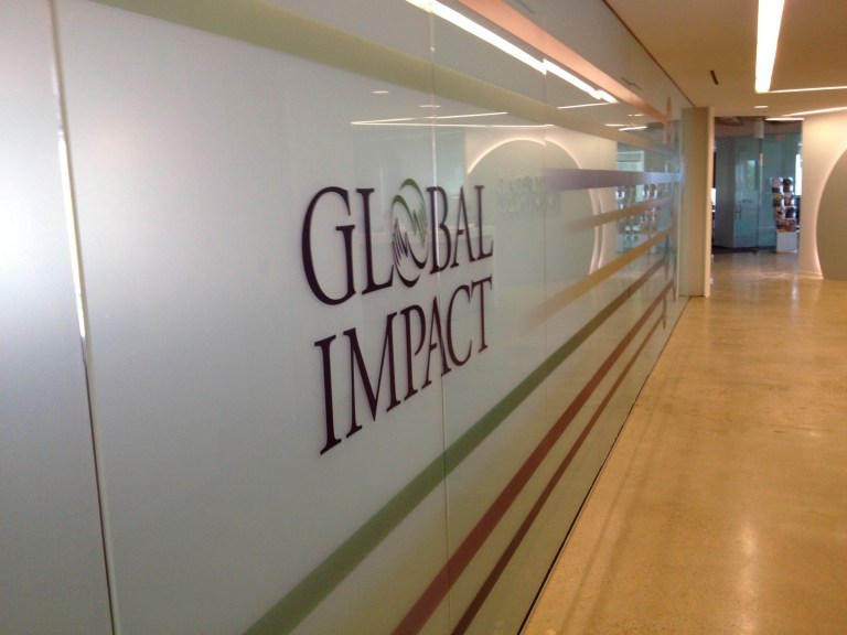 Global Impact's swank custom-designed headquarters with wall-to-wall views of the Potomac River.