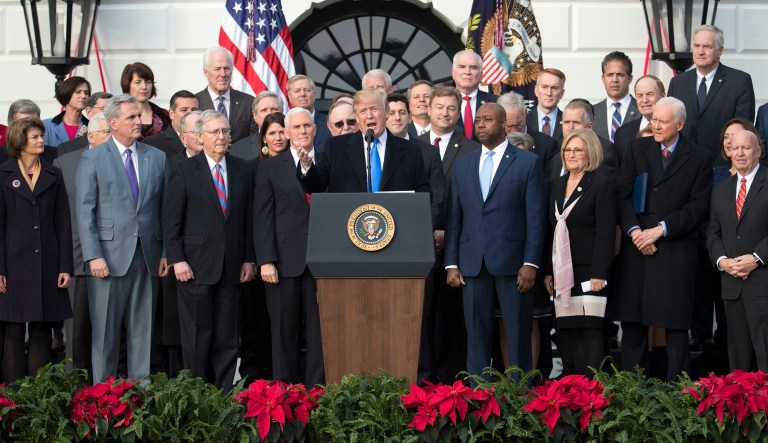 Only 1 in 6 Americans polled last month thought they would see a tax cut from the tax reform bill signed by President Trump in December, while twice as many expected a tax increase. But such perceptions are incorrect. So,
			why do they persist? (AP Photo/Carolyn Kaster)