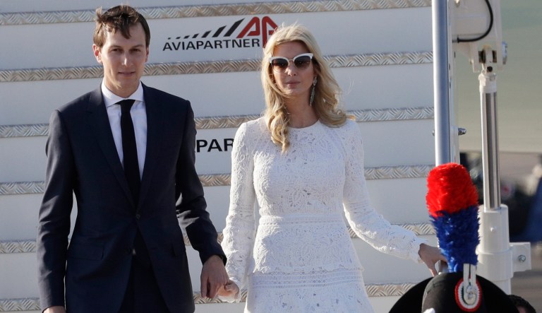 Ivanka Trump and her husband Jared Kushner arrive at Fiumicino's Leonardo Da Vinci International airport, near Rome, Tuesday, May 23, 2017. (AP Photo/Andrew Medichini)
