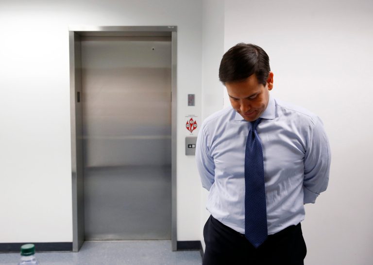 Republican presidential candidate Sen. Marco Rubio fell 7 points over the last week, and won just 11 percent of the GOP vote in a new poll. (AP Photo/Paul Sancya)