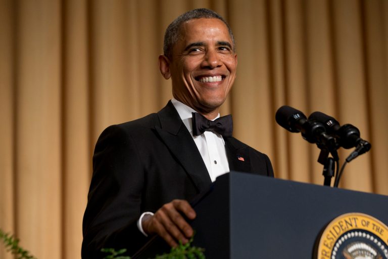 President Obama smiles while making a joke during his speech at the White House Correspondents' Association (WHCA) Dinner at the Washington Hilton Hotel, May 3, in Washington, D.C. (AP Photo/Jacquelyn Martin)