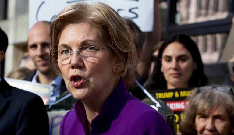 Sen. Elizabeth Warren claimed Tuesday morning the bill includes provisions that will allow Wall Street megabanks to take on more risk. (AP Photo/Manuel Balce Ceneta)