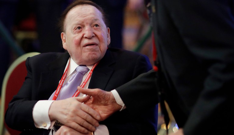 Adelson, who has an estimated worth of $35 billion and owns the Las Vegas Sands Corporation, was pre-scheduled to meet with Trump at the White House on Monday. (AP Photo/John Locher, File)