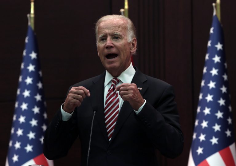 Biden kept his fire trained on Trump during his remarks at an Ohio campaign stop. (AP Photo/Burhan Ozbilici)