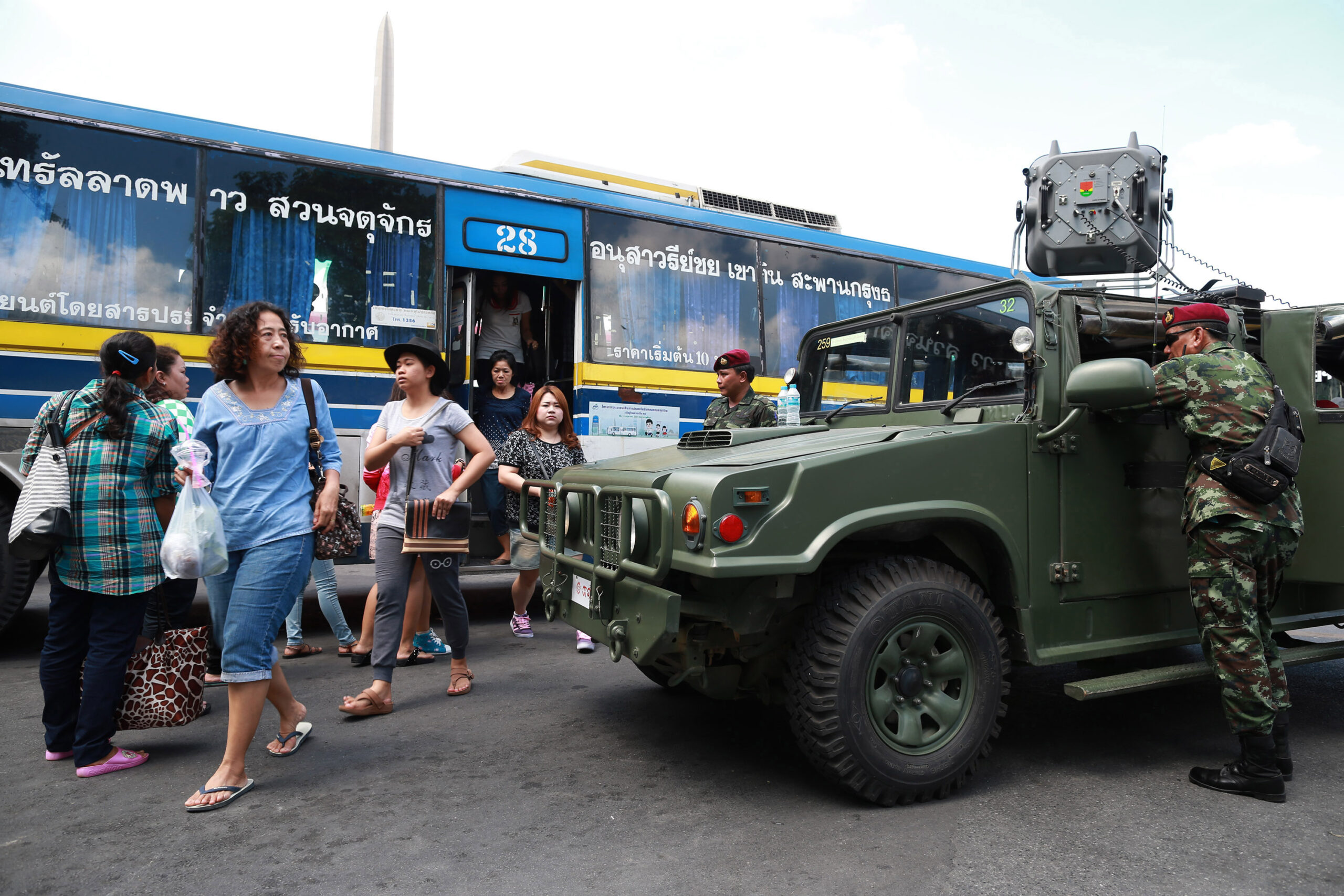 Thai anti-coup protesters say it with sandwiches