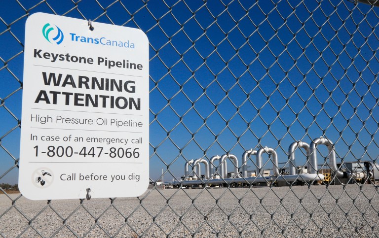 Canadian energy company TransCanada applied Thursday to build the Keystone XL pipeline, two days after President Trump issued a presidential decree for the project to move ahead. (AP Photo/Nati Harnik)