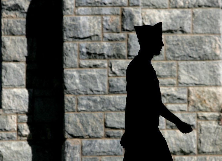 A West Point cadet set to graduate this year was charged Tuesday with five violations. (AP Photo/Mike Groll)