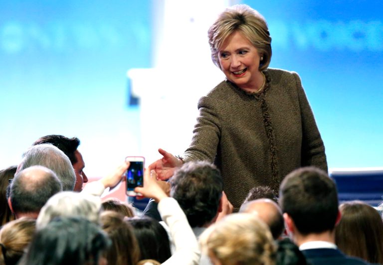 Hillary Clinton is looking past the Democratic nominating contest, preferring instead to focus on the Republican presidential field. (AP Photo/Jim Cole)